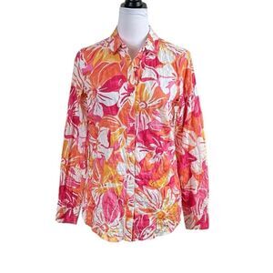 J. McLaughlin Women’s Tropical‎ Floral Long Sleeve Button Up Shirt, Size XS